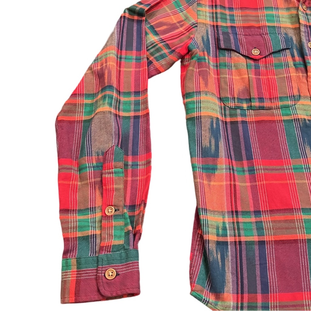 Polo Ralph Lauren Plaid Tribal Aztec Button Down Shirt Small Red Green Blue - Picture 6 of 7